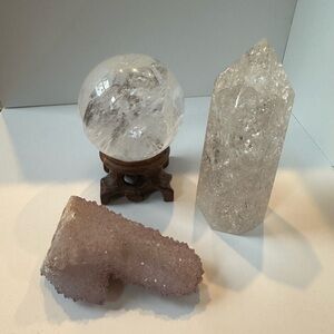 Clear quartz and spirit quartz trio